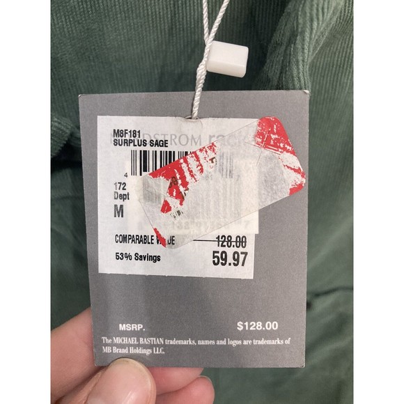 Michael Bastian Button Down Corduroy Shirt Mens Medium Sage Green - Picture 4 of 6